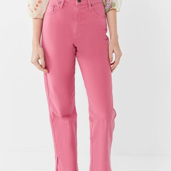 BDG Denim - BDG high rise straight leg slit jean pink size 29